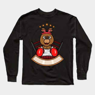 Boxing Bear  Cartoon Mascot Long Sleeve T-Shirt